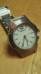 1992 Seiko Mens 3 Hand Mvmt Silver Tone Case & Bracelet White Dial
