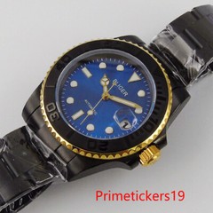 40mm bliger Blau Zifferblatt Datum Saphir japan NH35 Herren Automatik uhr Watch