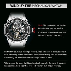 MEGIR Skeleton Dial Automatic Mechanical Watch Men Stainless Steel Waterproof