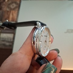 Forsining T-Winner Mens Watch. Silvertone,Mechanical Hand Wind,Black Band.