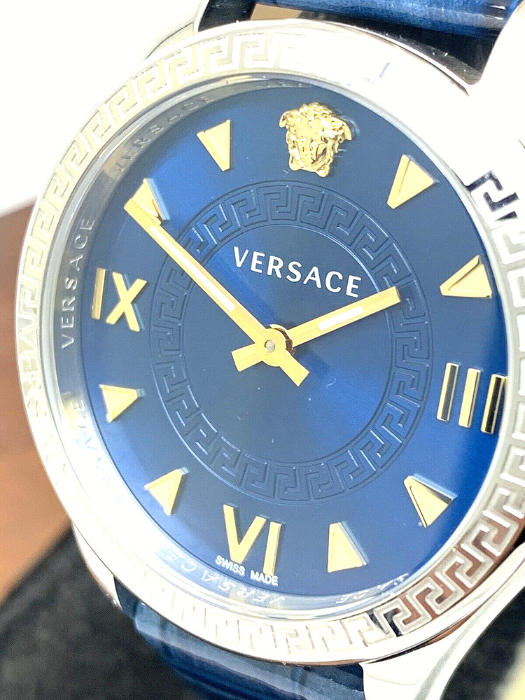 Versace Wome’ns Watch VE2S00122 Hellenyium Swiss Quartz Blue Dial Leather Band