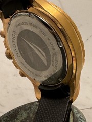 Náutica screw down crown OVERSIZED men’s watch Gold rubber strap N18523G 54mm