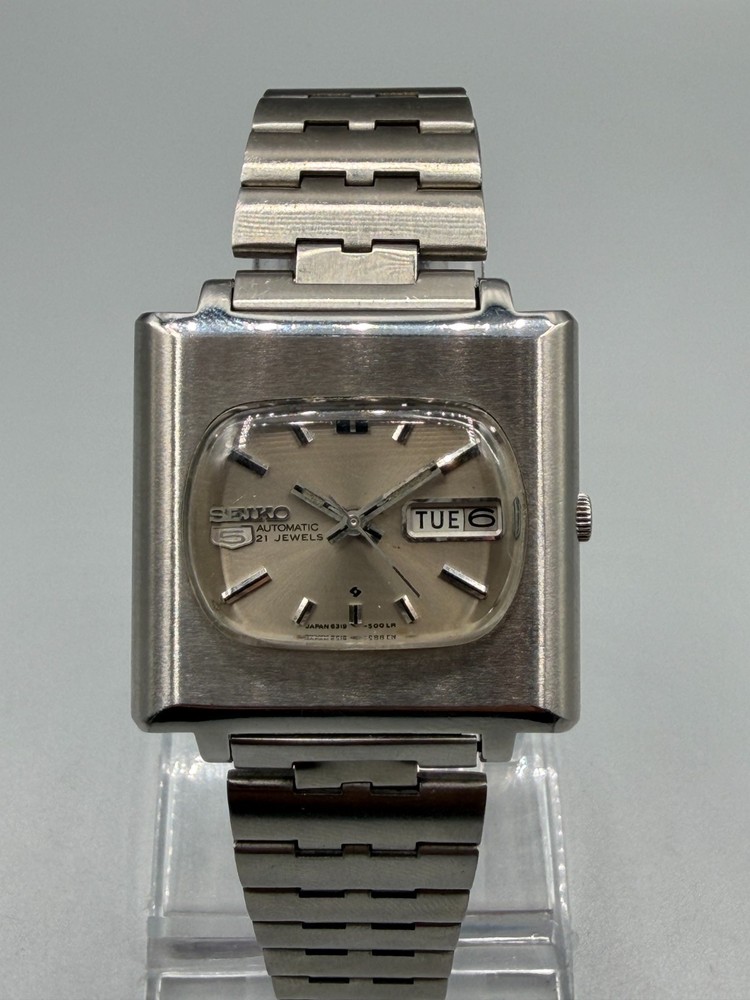 Vintage Seiko 5 Automatic 6319 Japan 21 Jewels Cream Dial Day Date 1970s