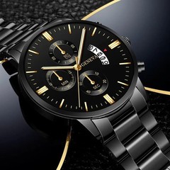 Luxury Stainless Steel Men Calendar Quartz Watch Fashion Business Wristwatch
