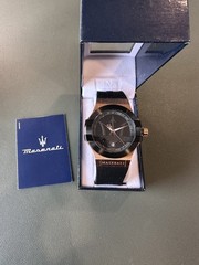 Maserati Potenza R8851108002 Mens Black Gold Quartz Round Analog Wristwatch