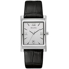 Men’s Stainless Steel 3-Hand Calendar Date Quartz Watch with Black Leather