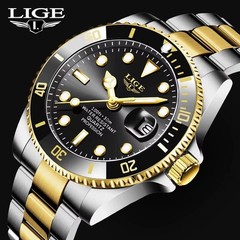 42MM LIGE Quartz Men’s Luxury Watch Dive 30M Waterproof Luminous Stainless NEW