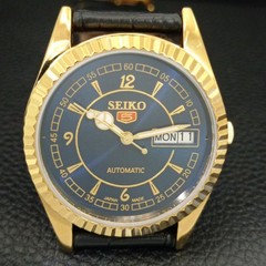 AUTOMATIC VINTAGE REFURBISHED SEIKO 5 6309A JAPAN MENS BLUE DIAL WATCH a443512-1