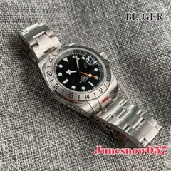 Bliger 39mm Fluted GMT Bezel Case Black Dial NH34A Movement Automatic Men Watch