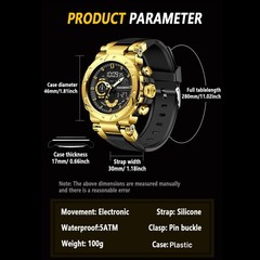 Men Large Dial Digital LED Quartz Date Sport Watch Waterproof Wristwatch Gift