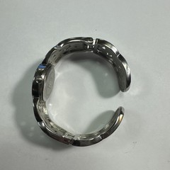 Studio Time Watch Women Open Cuff New Battery ICED OUT Silver Floral Flowers