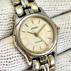 Working SEIKO Excelline Gold Silver Combination Ladies Wristwatch