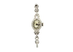 Art Deco Diamond Platinum Ladies Wrist Watch Mined 1ct Original 1930 Custom Dial