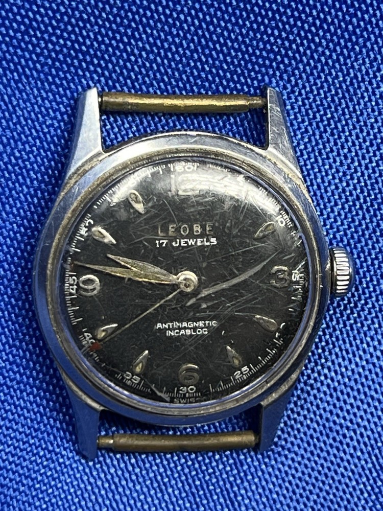 LEOBE 17 Jewels Swiss Mechanical Mens Watch Incabloc Antimagnetic 1950s VTG READ