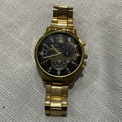 Geneva Men’s Dress Quartz Analog Watch Gold-Tone Bracelet Black Dial 40mm