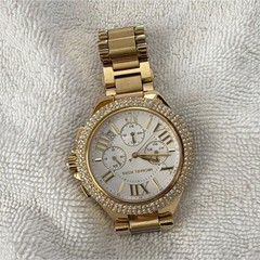 Michael Kors Parker Gold-Tone Quartz Crystal Bezel White Dial Date Watch