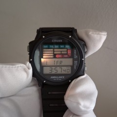 NOS CITIZEN D170-314395 “AMBULANCE” WR 10BAR VINTAGE DIGITAL WATCH JAPAN 1983
