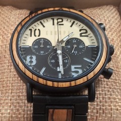 Rise Europa – Black & Beige Metal/Wood Watch (Brand New Listing)