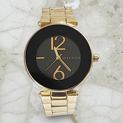 Anne Klein Gold Tone Black Dial Water Resistant 100 Feet Women’s Watch AK/1074