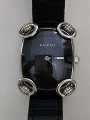 Gucci 117 Horsebit Diamond Cocktail Stainless Steel Swiss Quartz Watch-YA117505