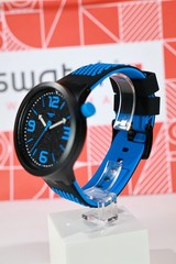 NEW Limited Swiss Swatch BIG BOLD BBBLUE Black And Blue 47mm Watch SO27B101 Lumi