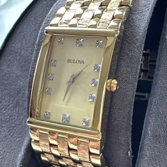BULOVA Men’s Gold-Tone Diamond Stainless Steel Watch – 97F52