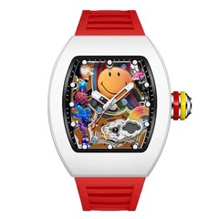 New Men’s Hip-Hop Gear Quartz Watch Luminous Large Dial Silicone Barrel Gift