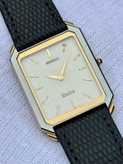 Vintage Seiko Dolce Tungsten Tank Two Tone Quartz Men’s Watch 7740-5010
