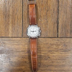 Jaguar Retro Collection Automatic Chronograph Date White Dial Brown Leather