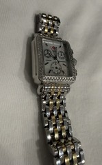 Michele Deco Diamond Chronograph Watch 71-6000 MOP Box Bands Links Complete Set