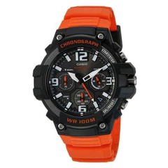 Casio Men’s Watch Heavy Duty Chronograph Black Dial Orange Strap MCW100H-4A