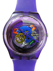 A Scarce 2012 Swatch Watch SUOV100 PURPLE LACQUERED Exc Cond, New Batt, Working