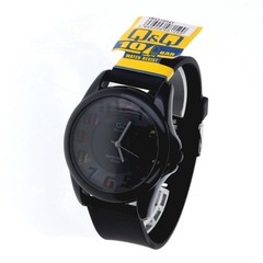 Q & Q Unisex Black Finish Black Silicone Band Water resist 10 Bars