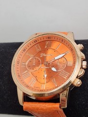 Geneva Orange Chronograph Style Ladies Quartz Watch Fashion Piece S1