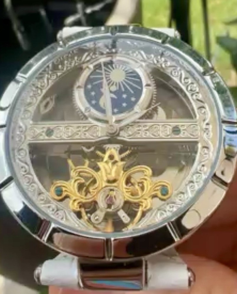 🔥 🔥 Skeleton Mechanical watch SunMoon StarWhite 🔥 🔥