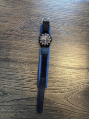 VTG Womens Sport Watch Blue/Black Hook & Loop Analog Diver Water Resistant Retro