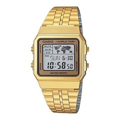 Casio A500WGA-9 Men’s World Time W/Resistant Stainless Steel Digital Watch, Gold