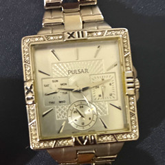 Pulsar Women’s Multifunction Quartz Day/Date Square SS Bracelet