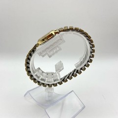 Orient Quartz Wristwatch Gold Stretch Band Classic Timepiece Womens Elegant