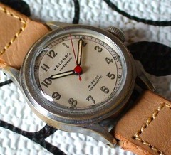 VINTAGE 1940’S MENS WELSBRO 7 JEWELS SWISS MADE WATCH WITH BOX IN GOOD CONDITION