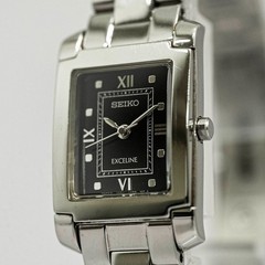 *NEAR MINT* Vintage 1998 SEIKO Exceline 1F21-5D70 Quartz Roman Black 20mm Womens