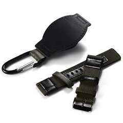 2 in 1 Mens 24-Hour Dial Quartz Analog Carabiner Clip on Watch with Canvas Strap