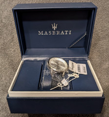 Maserati WR 10 ATM Gran Turismo V8 Navy Leather Strap Men’s Wrist Watch