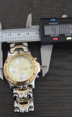 Nicolet Men’s Chronograph Two Tone Quartz Watch NC1043 Gold Dial New Battery