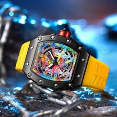 Luxury Watch Men Wrist Watches Tonneau Multifunction Graffiti Dial Auto Date Wat