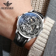 Automatic Mechanical Watch Waterproof Skeleton Luxury Dial Men Men’s Strap