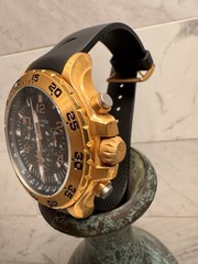 Náutica screw down crown OVERSIZED men’s watch Gold rubber strap N18523G 54mm