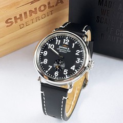 Shinola The Runwell Argonite 1069 Black Dial Black Strap Men’s Quartz Watch 47mm