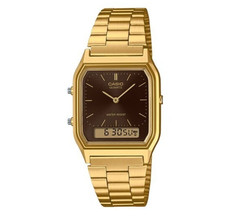 Casio AQ-230GA-5A Unisex Analog Digital Watch Gold Tone Brown Vintage