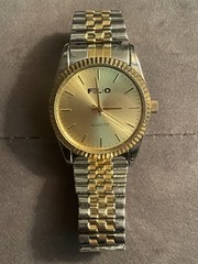 Beautiful Folio Quartz Two-Tone Gold/Silver Watch, Gold Dial, Expansion Band